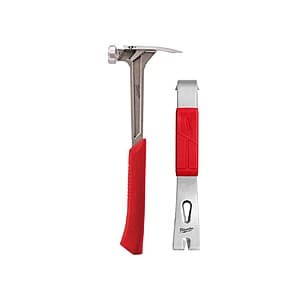 Milwaukee 17-Oz Smooth Face Framing Hammer + 12" Pry Bar $30 + Free S&H