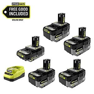 RYOBI ONE+ 18V HP Batteries: 4x 4.0Ah + 1x 2.0Ah + Charger $199 + Free S&H