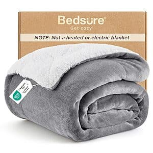 50"x60" Bedsure GentleSoft Reversible Sherpa Fleece Throw Blanket (Grey) $10.20
