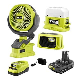 Ryobi ONE+ 18V Campers Kit w/ Area Light, Bluetooth Speaker, Clamp Fan $59 + Free Shipping