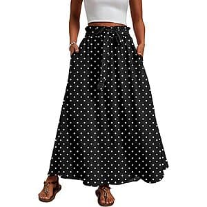 Mintreus Women's High-Waisted Maxi A-Line Skirt w/ Tie Waist (Various Colors) $10