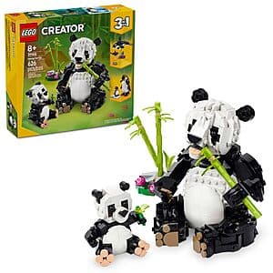 626-Piece LEGO Creator 3-in-1 Wild Animals Panda Family Building Toy Set $32