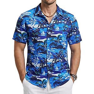 Cotrasen Men's Hawaiian Short Sleeve Button-Down Shirt (Various Colors) $9