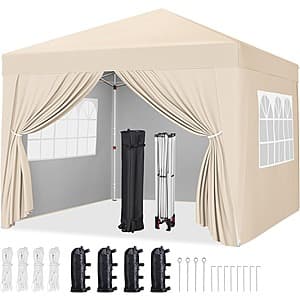 10' x 10' Yaheetech Pop-Up Canopy Tent w/ 4 Sidewalls & Roller Bag (2 Colors) $90 + Free S&H