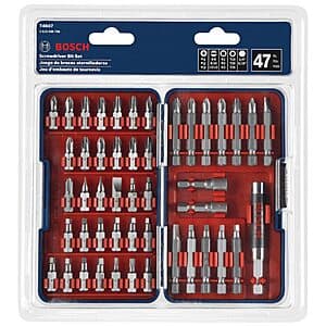 47-Piece BOSCH High-Carbon Steel Hex Shank Screwdriver Bit Set $7.30
