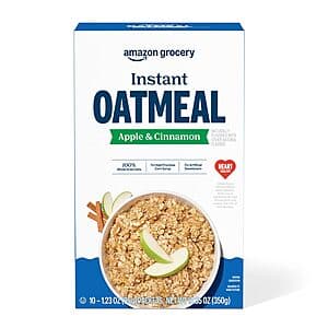 10-Count 1.23oz. Amazon Grocery Instant Oatmeal Package (Apple & Cinnamon) $1.35 w/ Subscribe & Save