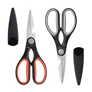 2-Pk LIVINGO 8" All Purpose Kitchen Scissors w/ Blade Guards $5