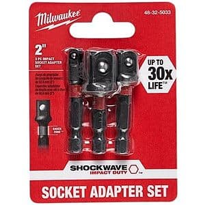 Select Locations: 3-Pc Milwaukee SHOCKWAVE Impact Socket Adapter Set $8.20