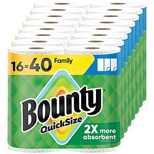 16-Pk Bounty Family Rolls Paper Towels + 30-Pk Charmin Family Mega Rolls Toilet Paper $52.10 after $25 Rebate + $20 Amazon Credit w/ S&S + Free S&H