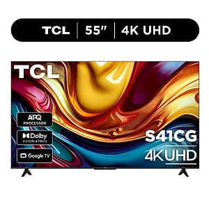 55" TCL 55S41CG 4K UHD LED 60 Hz Smart Google TV $198 + Free S&H