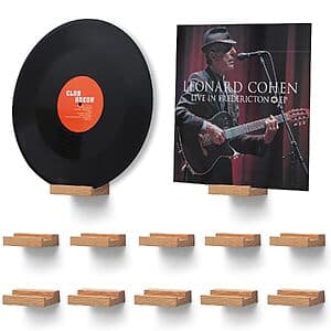 12-Pk 4" Niubest Oak Wall-Mount Vinyl Record Shelf $15.50 & More