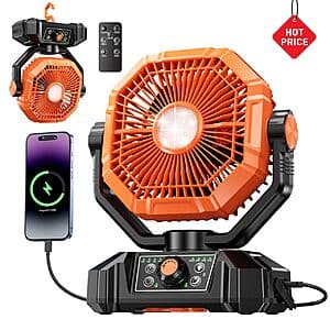 20000mAh coldSky Portable Camping Fan w/ LED Lantern, Remote & Auto-Oscillation $20.30 + Free S&H