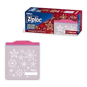 24-Count Ziploc Quart Holiday Designs Food Storage Bags $2.40 w/ Subscribe & Save