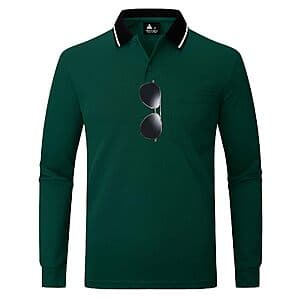 ZITY Men's Athletic Collared Long Sleeve Polo Golf T-Shirt w/ Pocket $9