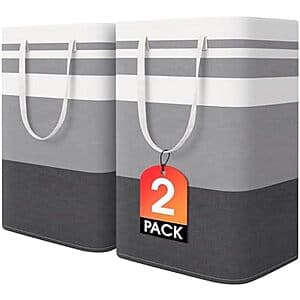 Prime Members: 2-Pack HomeHacks 75L Collapsible Laundry Baskets (Grey) $10 + Free Shipping
