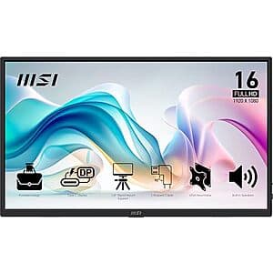 15.6" MSI Pro MP165 E6 1080p 60Hz IPS Portable Monitor $65 + Free S&H