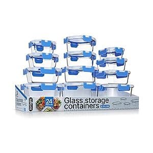 24-Piece Bakken Borosilicate Glass Food Storage Containers w/ Lids $20 + Free S/H for Prime Members
