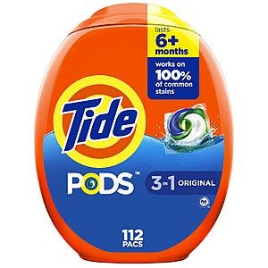 112-Count Tide Pods Laundry Detergent Soap Pods (Original) + $5 Promo Credit $21.90 w/ Subscribe & Save