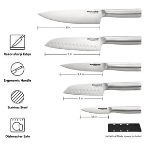 5-Piece KitchenAid Gourmet Forged Stainless Steel Knife Set w/ Blade Covers $14.95
