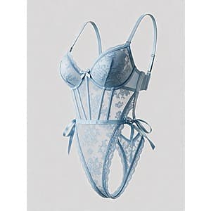 Avidlove Women's Lace Lingerie Bodysuit w/ Satin Side Bow (Various Colors) $6