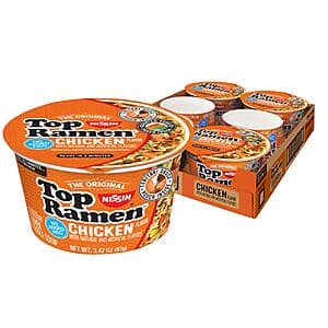 6-Pack 3.42-Oz Nissin Top Ramen Bowl Ramen Noodle Soup (Chicken) $2