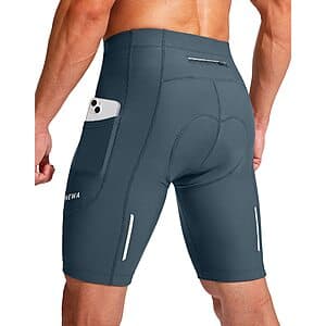 Bikewa Men's 9" 3D Padded Cycling Shorts w/ Side & Rear Zipper Pockets (various) from $18.55