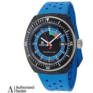Tissot T-Sport Sidereal 41mm men's automatic watch with dark blue dial and stainless steel case.
