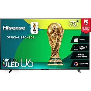 75″ Hisense U6 Series Mini-LED 4K UHD Smart Fire TV (75U65QF, 2025 Model) $550 + Free S&H