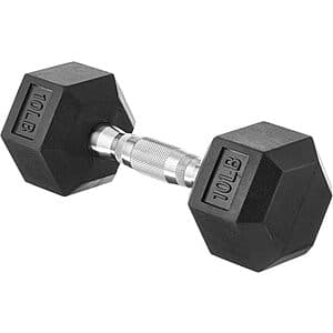 Amazon Basics Rubber Encased Hex Dumbbell (various weights) from $14.60