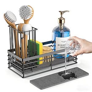 Yofidra Stainless Steel Kitchen Sink Caddy w/ Earth Drying Stone (Black) $6