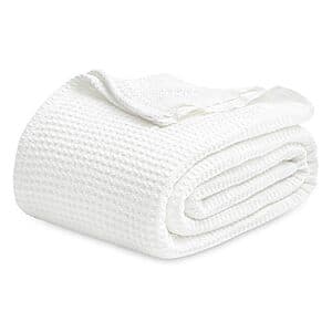 90" x 90" Bedsure Gentlesoft 100% Cotton Queen Waffle Blanket (White) $22.50 & More