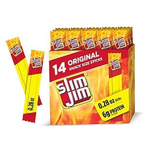 14-Count 0.28oz Slim Jim Smoked Meat Sticks (Original Flavor) $2.75 w/ Subscribe & Save