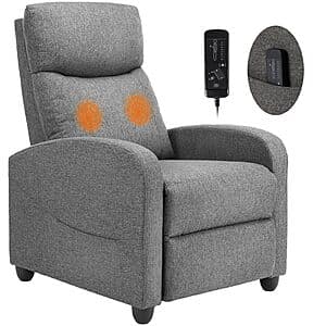 Sweetcrispy Adjustable Massage Recliner Chair w/ Lumbar Support (Dark Grey) $84.30 + Free Shipping