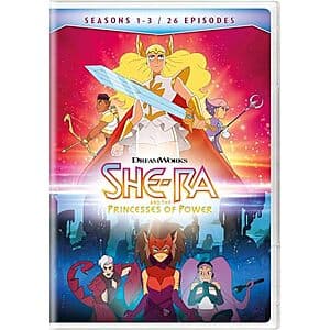 She-Ra and the Princesses of Power Seasons 1-3 DVD boxset with cover art featuring the animated character She-Ra.