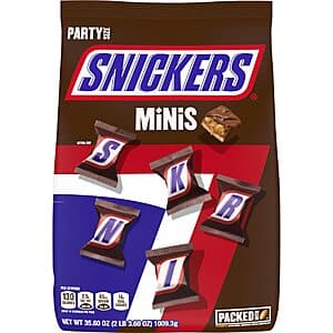 Chocolate Assortment Bulk Candy: 35.6oz. Snickers Minis Size Milk Candy Bar Bag $8 w/ Subscribe & Save & Many More