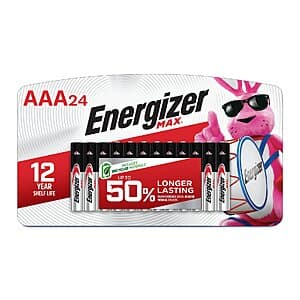 24-Pk Energizer MAX Alkaline AAA Batteries $5.35 & More w/ Subscription + Free S&H