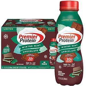 12-Count 11.5-Oz Premier Protein Shake (Winter Mint Chocolate, 30g) $15