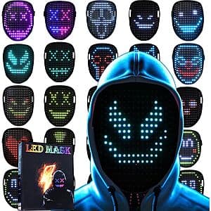 JDBMAOYE LED Rechargeable Gesture-Sensing Halloween Mask w/ 50 Patterns $16