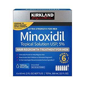Costco Members: 6-Pack 2-Oz Kirkland 5% Minoxidil Topical Hair Regrowth Solution $14 + $6 S&H