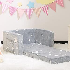 2-in-1 Toddler Convertible Sofa Lounger Fold Out Couch (Glow-in-the-Dark Star Pattern) $20 + Free Shipping