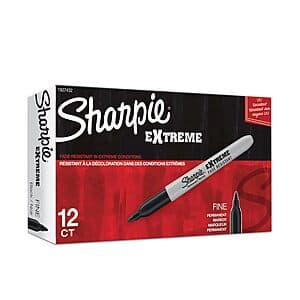 12-Pk Sharpie Extreme Permanent Markers (Fine Point, Black) $10 w/ S&S