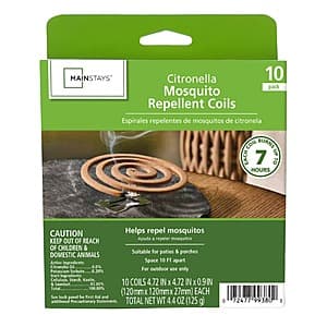 10-Pk Mainstays Citronella Outdoor Mosquito Repellent Coils $2.50