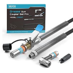 Seesii Grease Gun Accessory Kit Pro w/ 12000 PSI Quick-Release Coupler & More $14