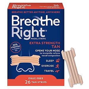 26-Ct Breathe Right Extra Strength Nasal Strips (Tan) $5.95 w/ S&S