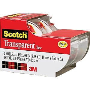 2-Rolls Scotch 3M Transparent Adhesive Tape (3/4"x250") $1