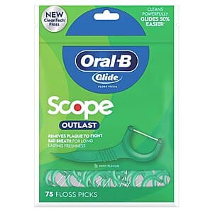 2x 75-Count Oral-B Glide Scope Outlast Floss Picks + $5 Extrabucks Rewards $4.80 + Free Store Pickup