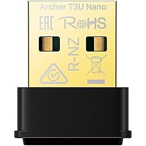 TP-Link Archer T3U Nano AC1300 2.5G/5G Dual-Band WPA3 USB Wi-Fi Adapter $10