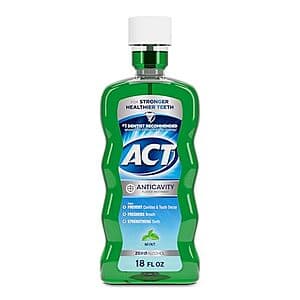 18-Oz ACT Anticavity Zero Alcohol Fluoride Mouthwash (Mint) $1.80 w/ Subscribe & Save
