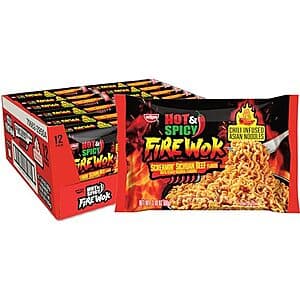 Select Accts: 12-Pk 3.10-oz Nissin Fire Wok Hot & Spicy Noodles (Screamin Beef) $7.80 w/ S&S