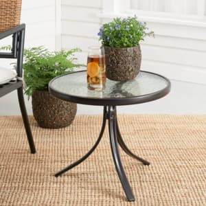 20" x 17.5" Mainstays Round Glass Side Table (Dark Brown Finish) $9.97 + Free S&H w/ Walmart+ or $35+